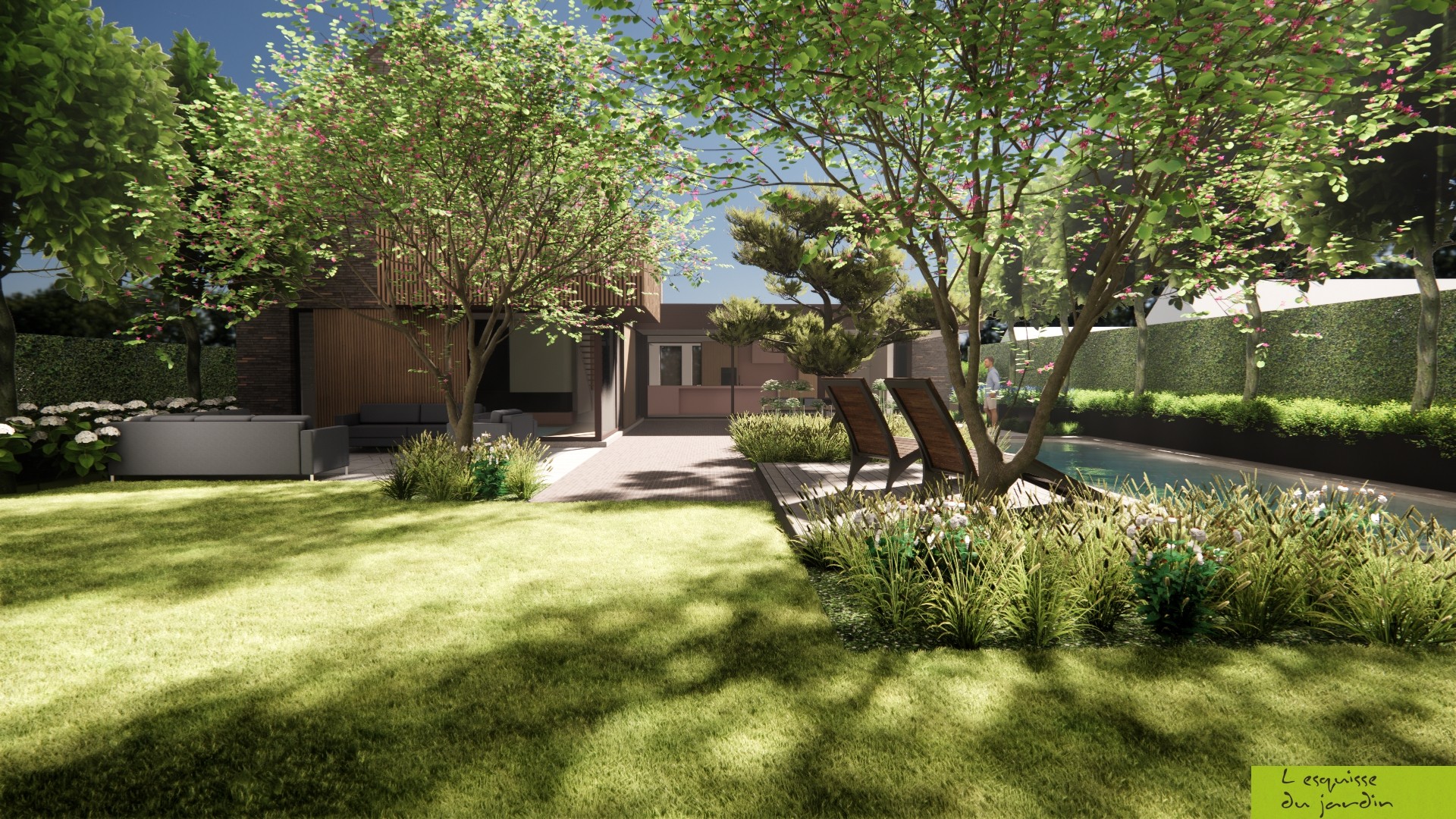 Jardin à Rendeux Jardin paysagiste avec piscine à Rendeux